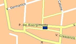 Mappa che indica con un rettangolo blu l'ubicazione del Museo Storico
