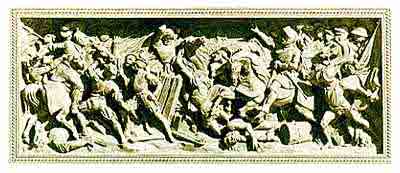 Altorilievo raffigurante la battaglia di San Quintino, particolare del monumento al Duca Emanule Filiberto