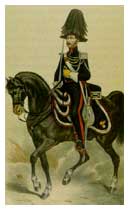 Ufficiale in alta uniforme della gendarmeria reale a cavallo del Regno delle Due Sicilie. Pochi ne furono assorbiti nei Carabinieri.