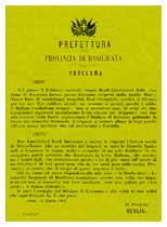 Il proclama del prefetto di Basilicata dopo lo scontro di Acerenza.