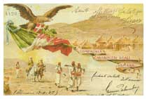 una cartolina dei Carabinieri Reali spedita dalla Colonia Eritrea dell'Asmara.
