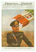 Mussolini dichiara guerra (10 giugno 1940) a Francia e Inghilterra (copertina della Domenica del Corriere).