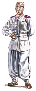 Tenente nella tenuta di tela bianca prevista per le marce.