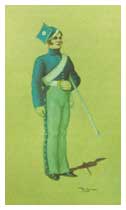 La piccola uniforme "polacca" del 1822 in un figurino di Degai (Museo Storico).