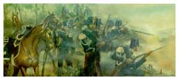 I Carabinieri alla Roccia dei Piemontesi (olio di Silvano Campeggi).