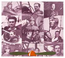 I Carabinieri aviatori in una serie di cartoline celebrative. La guerra aerea fu caratterizzata da episodi di grande eroismo.
