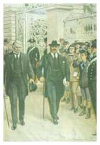 Francesco Saverio Nitti e Lloyd George alla Conferenza di Sanremo dei 1920 (Domenica del Corriere)