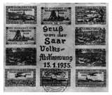 Francobolli tedeschi emessi il 13 gennaio del 1935 per commemorare il plebiscito nella Saar.