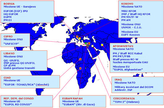 Mappa delle operazioni all'estero