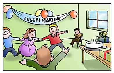 Alla festa di Martina Hamed sta solo in disparte