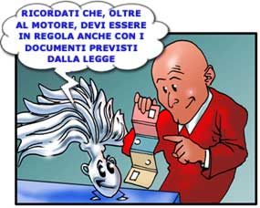 Un signore mostra i suoi documenti di circolazione.