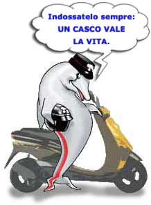 Vignetta con Fidelia a fianco ad un motorino.