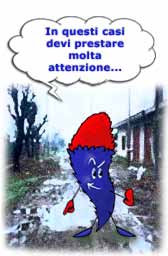 Vignetta raffigurante una strada sporca di fango ed acqua 