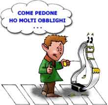 Vignetta raffigurante un bambino che attraversa la strada sulle strisce pedonali