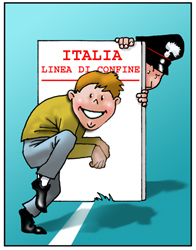 Un signore sta attraversando il valico di frontiera privo di passaporto e visto d'ingresso. Questo desta il sospetto di un carabiniere