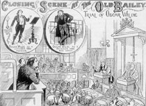 Oscar Wilde sotto processo al Tribunale Penale di Londra nella illustrazione di un giornale dell'epoca.