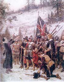 Un quadro raffigurante i Padri Pellegrini a Plymouth