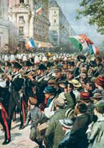 I Carabinieri, a Parigi nel 1916. È la prima esibizione all'estero della Banda dell'Arma