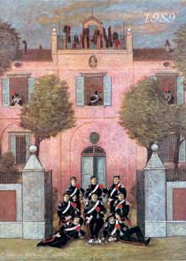 La copertina del Calendario 1989 (da un'opera dell'artista Nino Caffè), ispirata ad una Stazione dei Carabinieri
