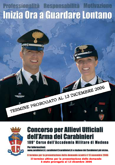 Poster per il 189 Corso dell'Accademia per la formazione di base degli ufficiali dell'Arma dei Carabinieri