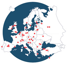 Dislocazione dei 54 laboratori in Europa