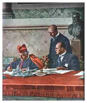 La firma (11 febbraio 1929) tra il cardinale Pietro Gasparri 