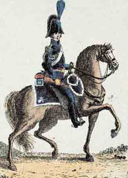 Giuseppe Stagnon, 'Carabiniere Reale a cavallo con carabina'. La grande uniforme è quella del 1818.