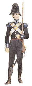 Carabiniere a piedi con fucile a pietra focaia 1814.