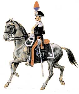 'Carabiniere a cavallo in grande uniforme' (1884) in un bozzetto  di Alessandro Degai.