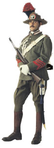 Appuntato a piedi del 'Distaccamento Italiano Carabinieri di Gerusalemme' in grande uniforme con cappello di feltro alla boera.