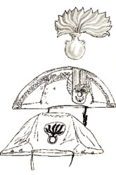 Cappello di feltro nero con cappietto e granata in packfond.