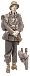 Carabiniere a piedi del Corpo di Spedizione. Indossa la nuova uniforme da fanteria.