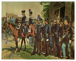 Carabinieri a cavallo e a piedi in piccola e grande uniforme (1893).