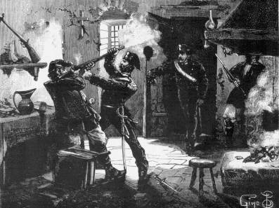 Immagine raffigurante due carabinieri che disarmano un malvivente