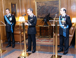 a sinistra il Gen. C.A. Stefano Orlando, al centro il Generale Leonardo Gallitelli, a destra il Gen. C.A. Corrado Borruso