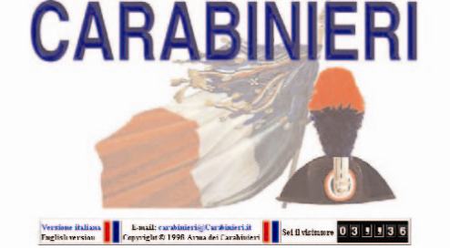 Immagine 6: riproduzione della homepage del sito carabinieri.it nel 1998