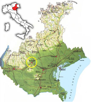 Cartina della Regione Veneto e ubicazione della stessa sul territorio italiano
