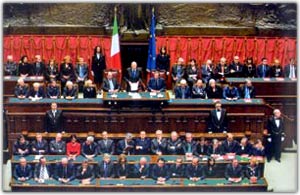 Il Presidente della Repubblica Giorgio Napolitano durante il discorso a Camere riunite