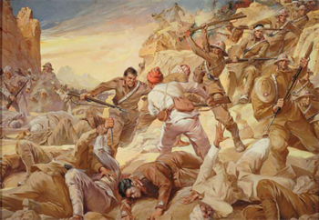 Dipinto di Antonio Bartoli &#39;I Carabinieri nella battaglia di Culqualber&#39;