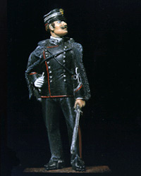 1873 - Tenente dei Carabinieri in uniforme ordinaria con spencer - Figurino dipinto da Marco Quagliariello