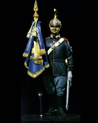 1968 - Carabiniere Guardia del Presidente della Repubblica con stendardo presidenziale - Figurino dipinto da Marco Quagliariello