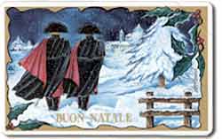 Nell'immagine due Carabinieri in grande uniforme ridotta in contesto natalizio
