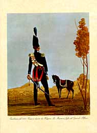 Carabiniere del 1815 - Tempera  dipinta da Filippina La Marmora figlia del Generale La Marmora