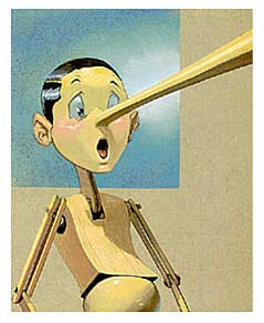 Pinocchio - Dopo aver detto tante bugie il naso di Pinocchio comiciò a crescere