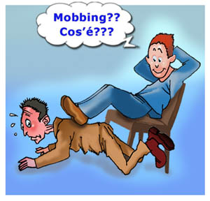 Vignetta raffigurante un comportamente tipico di mobbing.