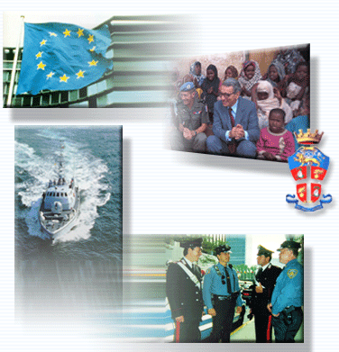 Image composée de 4 photos représentant des activités de carabiniers.
