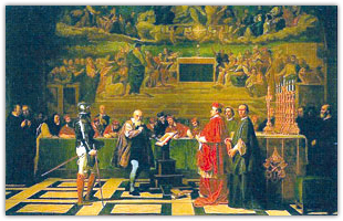 Don Abbondio e i bravi in una immagine per un'edizione del 1840 dei Promessi Sposi