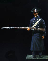 1880 - Carabiniere con cappotto - Figurino dipinto da Roberto De Meo
